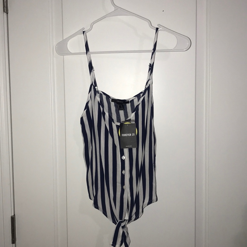 Navy and White Striped Top